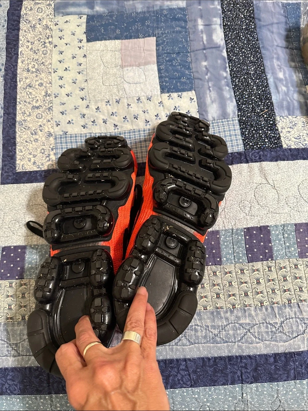Nike VaporMax Knit Sneakers in Bright Orange and Black